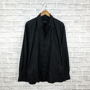 ZAGIRI Men's Black Floral jacquard Button down Shirt Long Sleeve Size XL